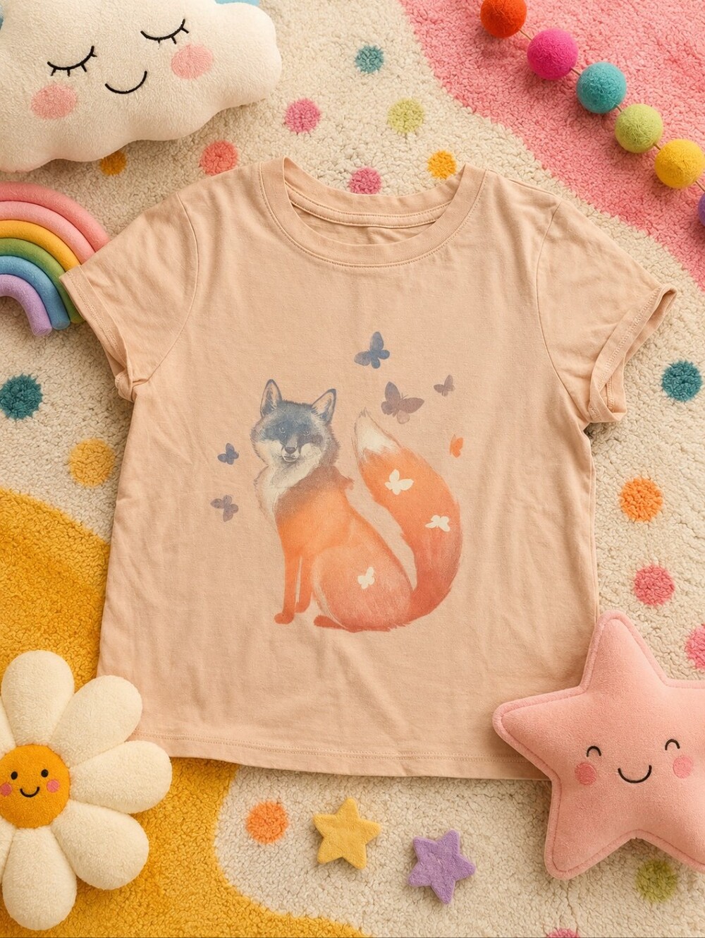 SO Girls Light Pink Fox Graphic Tee